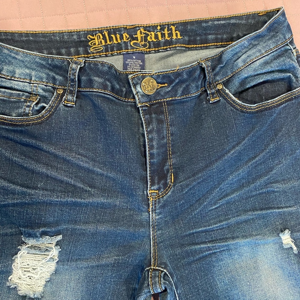 Blue Faith Jeans; Size 8; Women’s; ripped & distressed; stylish and fashionable - Picture 2 of 9